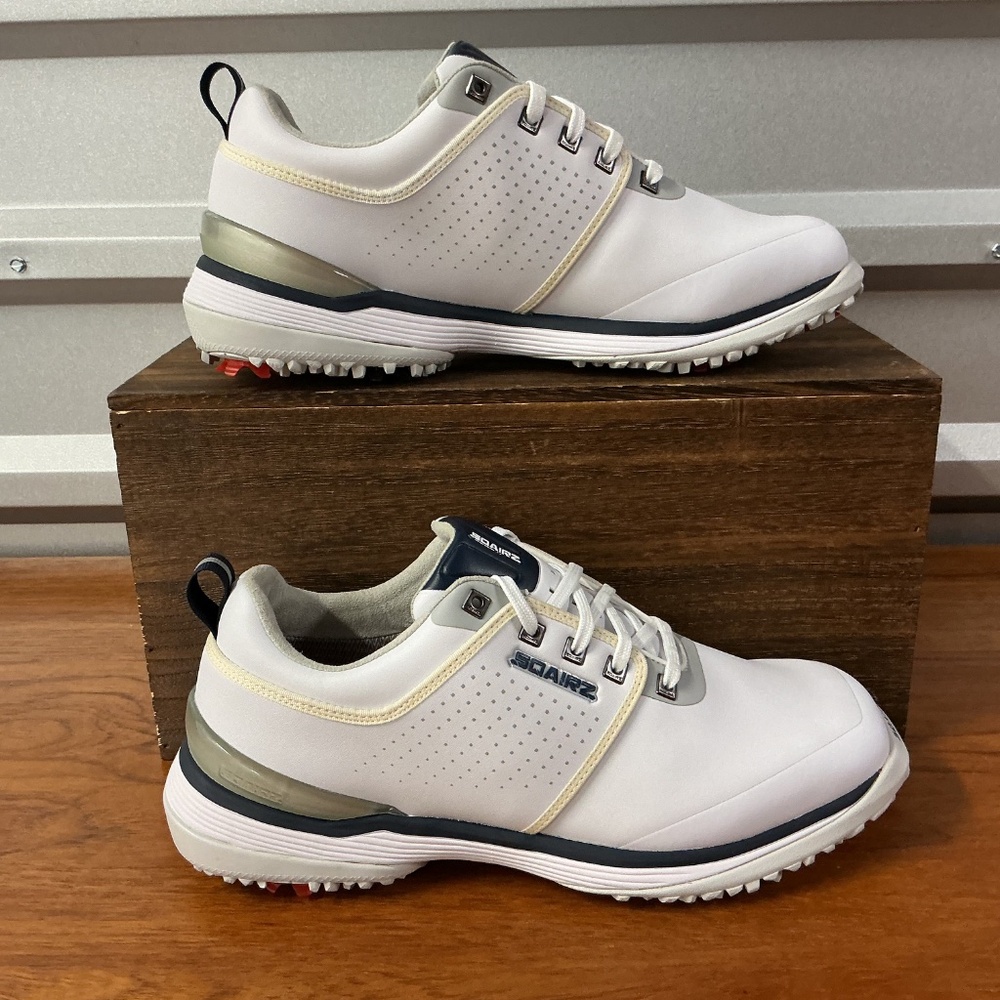 Sqairz Men Speed Mesh White Spiked Golf Shoe Size 8